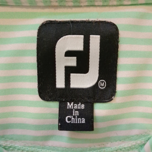FootJoy Men's Green Striped Polo/Golf Shirt , Size M - Picture 7 of 7